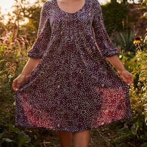 Boden Dress Silk Long Sleeve Shift Floral Polka Dot Lined Side Zip